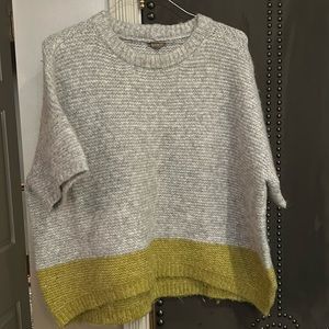 LILLA P sweater.  M/L used but very good condition. Gray and chartreuse green